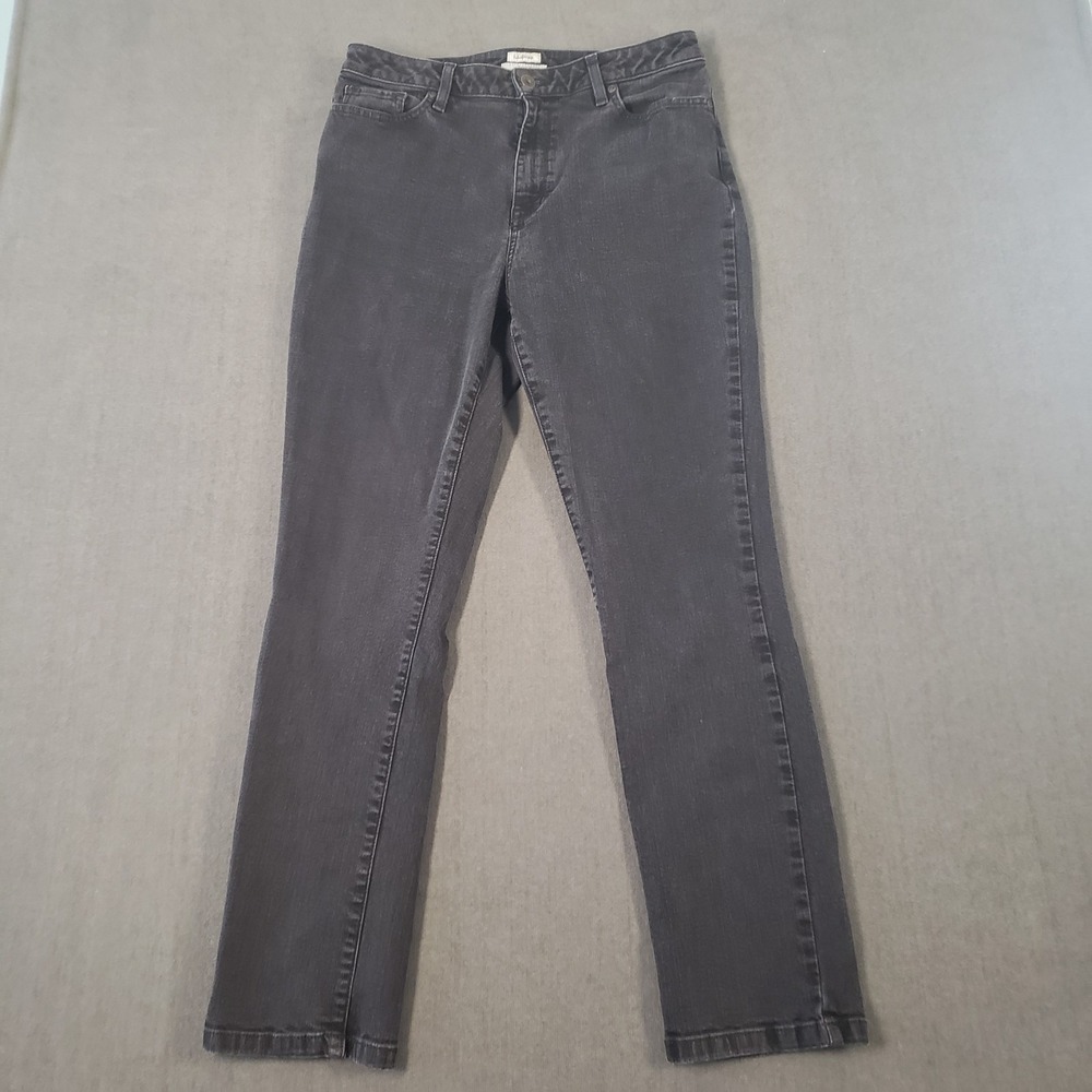 L.L Bean Jeans Womens Size 12R Classic Fit Straight Black Denim‎